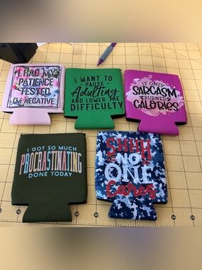 Hot off the press! Set of 6 Graphic Can Cooler Koozies